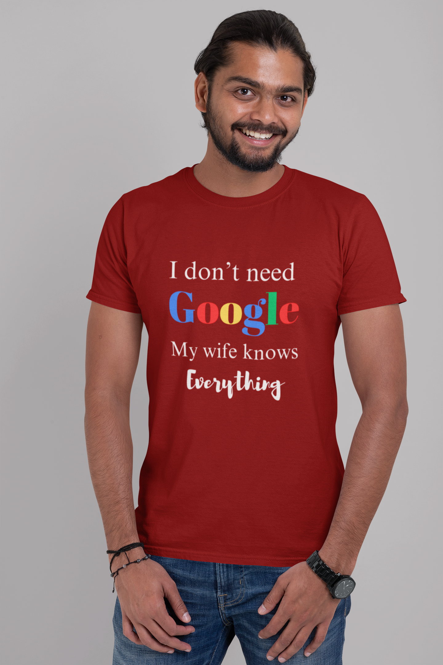 I Don't Need Google My Wife Knows Everything Plus Size Maroon T-Shirt Owlyea