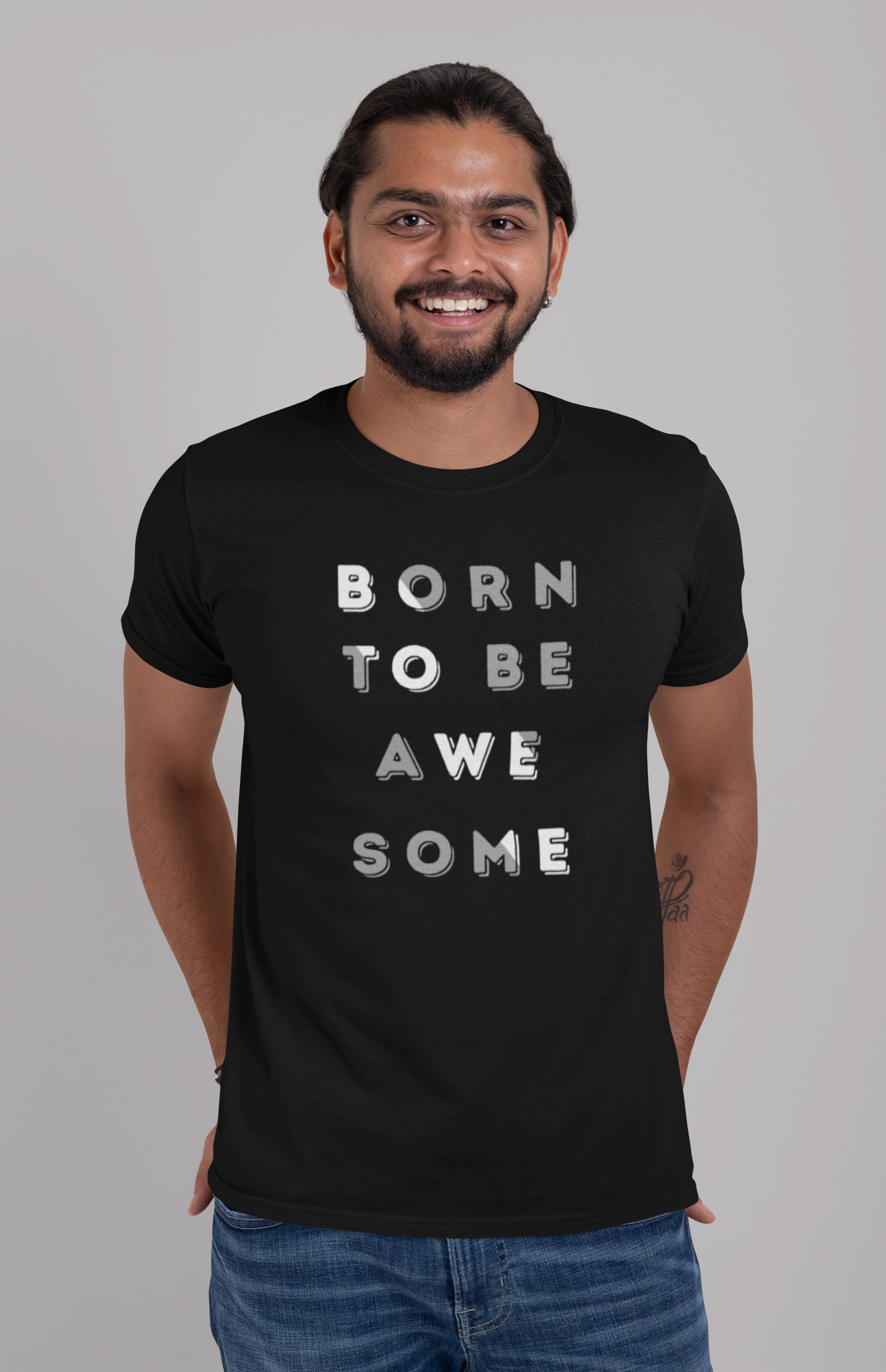 Born To Be Awesome Plus Size Black T-Shirt Owlyea