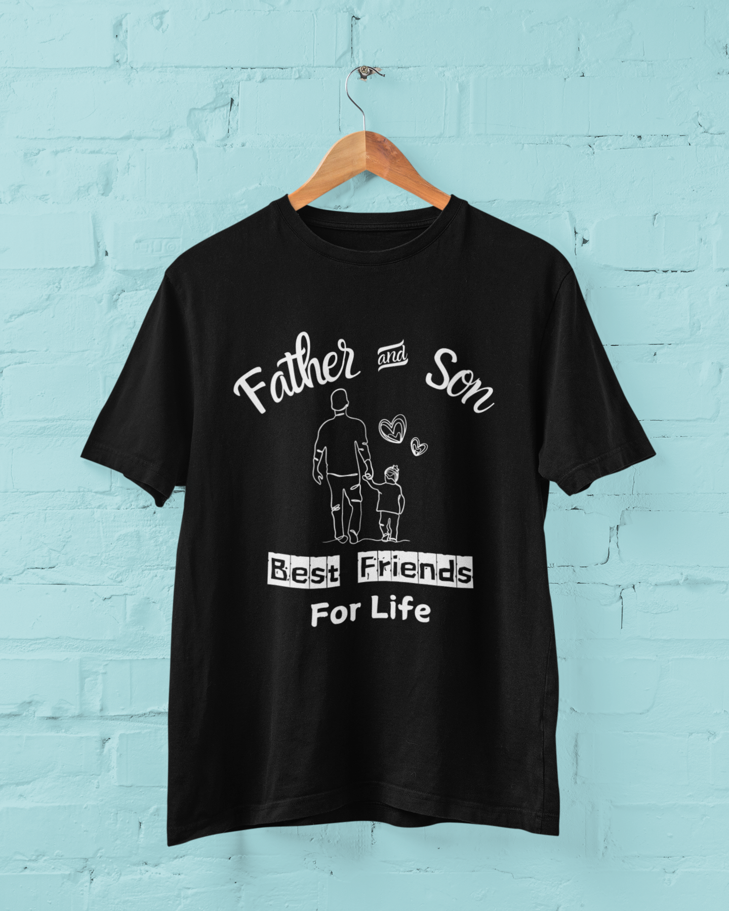 Father & Son Best Friends For Life Plus Size Black T-Shirt Owlyea