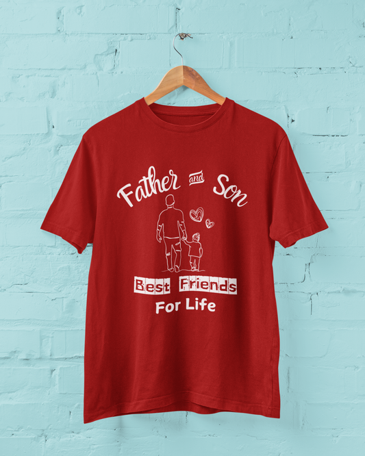 Father & Son Best Friends For Life Plus Size Red T-Shirt Owlyea