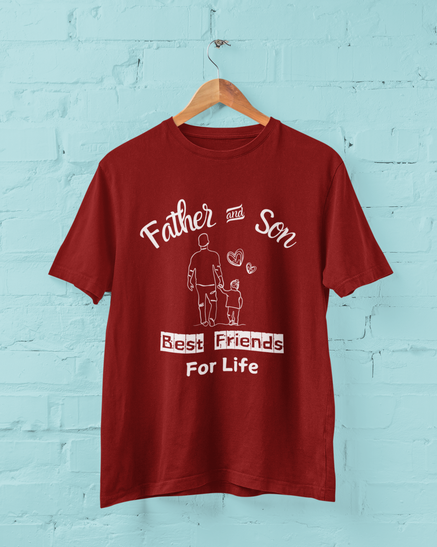 Father & Son Best Friends For Life Plus Size Maroon T-Shirt Owlyea