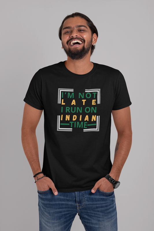 I Am Not Late I Run on Indian Time Black Plus Size T-Shirt Owlyea